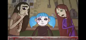 Larry, Sal and Ashley huddled together with worried expressions