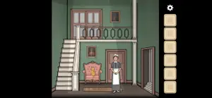 The servant standing in a green entrance hall of the Vanderboom house