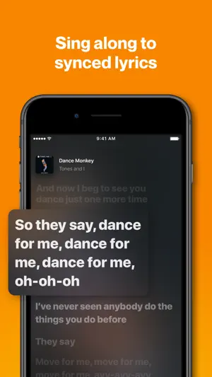 Synced lyrics scrolling in time with a playing track