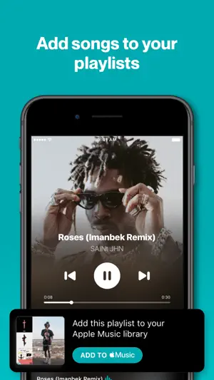 Player offering to add the found playlist to an Apple Music library
