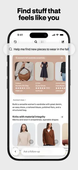 AI assistant answering a request for autumn wardrobe pieces