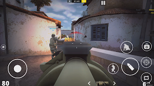 Enemy soldier caught in the open beside a villa wall, score 80