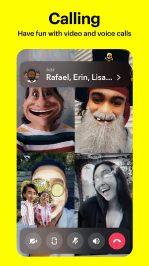 Group video call with face lenses running on four participants