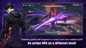 Combat scene with a 56-hit combo counter above the skill buttons