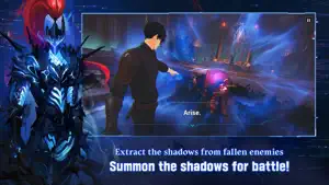 Cutscene of the protagonist raising a defeated enemy as a shadow