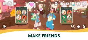 Two players exchanging gift cards under lanterns in the village — Make Friends