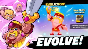 Evolution screen fusing three barbarians into a super version
