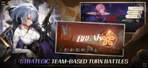 A grey-haired Partner over a Break effect screen — Strategic team-based turn battles