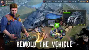 Battle vehicle being rebuilt with its level and power shown