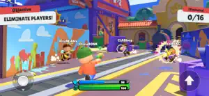 Elimination round in a town square with sixteen players