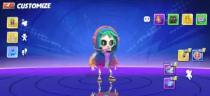 Customisation screen with skins, emotes and animations