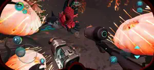 Diving between large orange sea creatures with the scanner tool raised