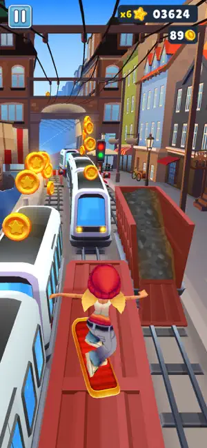 European street run at six times with trams beside the track