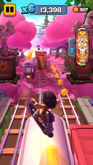 Surfing through pink blossom trees with a x6 multiplier