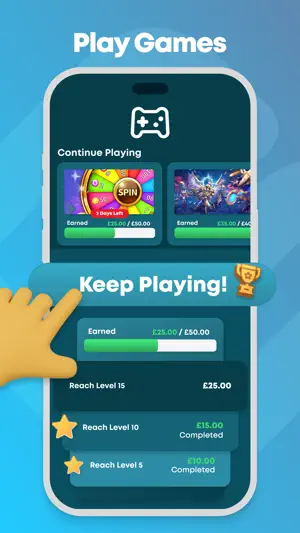 Game rewards screen with level milestones and a progress bar