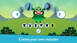 Monster creation screen with eyes and colours to choose