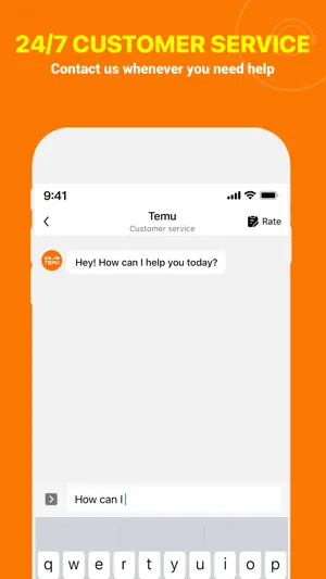 Customer service chat window inside the app