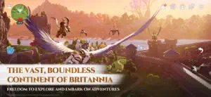 Riding a white winged mount over Britannia at sunset with the map open