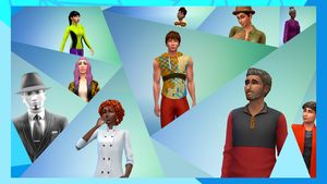 Create a Sim: a collage of Sims in different outfits and styles