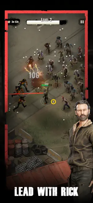 A top-down run through a walker swarm with Rick in the foreground — Lead With Rick