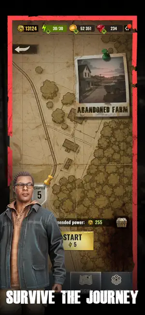 The journey map with an Abandoned Farm stage — Survive the Journey