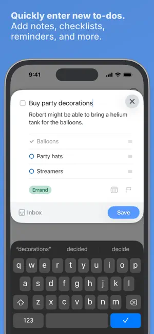 New to-do being written with a checklist and a tag