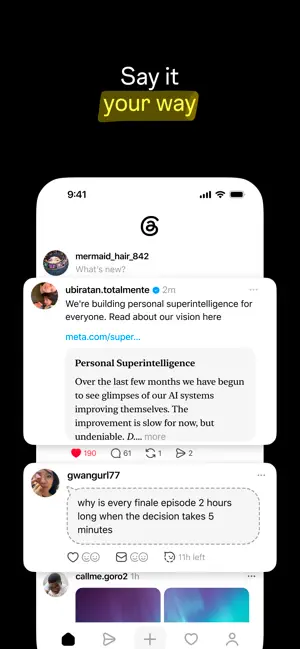 Feed post carrying a link preview beside a shorter text post