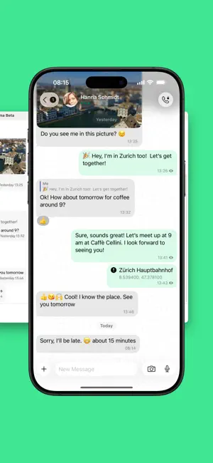 Conversation with a shared location and read receipts