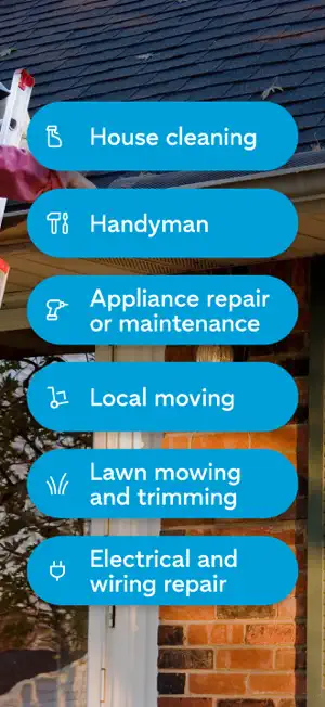 Six service shortcuts: house cleaning, handyman, appliance repair, local moving, lawn mowing and electrical repair