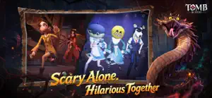 A Buster dancing beside a masked skeleton monster and a giant serpent
