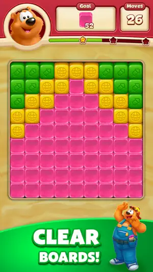 Board of coloured cubes with a goal of fifty-two pink