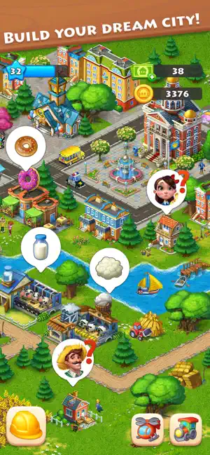City view with residents requesting milk and doughnuts