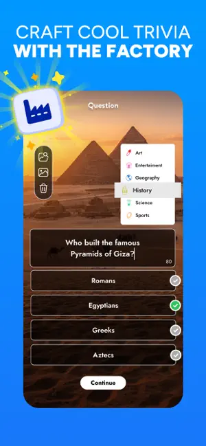 Question factory where a player writes their own question