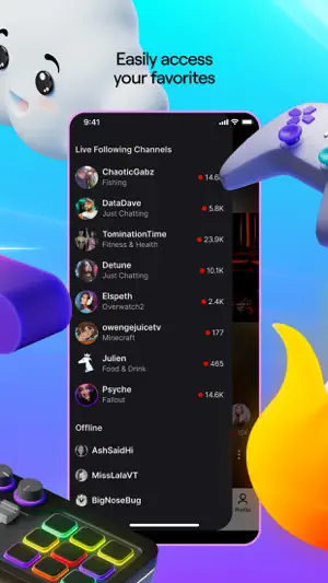 Following list showing live viewer counts per channel