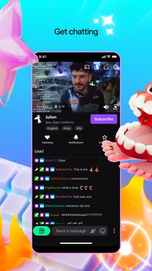Live stream with chat and a subscribe button