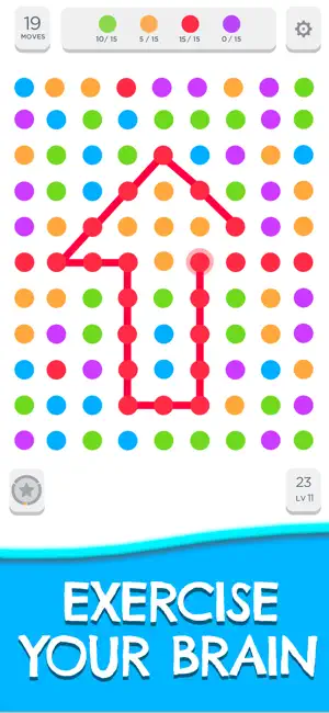 Line drawn in a long path across a grid of dots