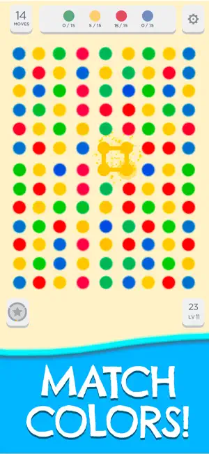Board with a completed square clearing a colour