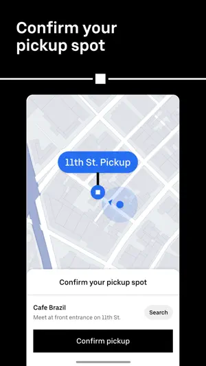 Pickup confirmation naming a specific street corner