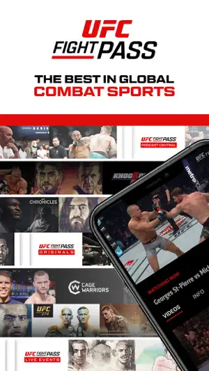 Fight Pass promotion showing the combat sports library across shows
