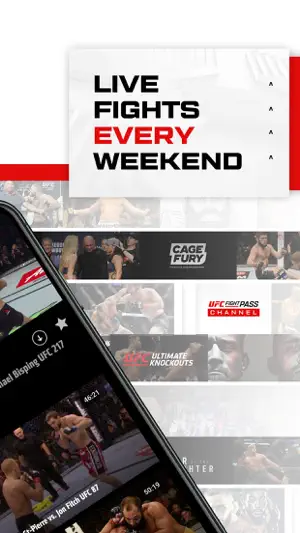 Library view promising live fights every weekend with event tiles