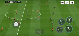 A build-up in midfield seen from the broadcast camera with a formation overlay