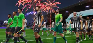 Teams walking out under fireworks before kick-off