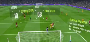 A shooting drill measuring distance to goal in metres and ball speed in km/h