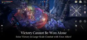 A large-scale night battle with dozens of players and skill effects, captioned victory cannot be won alone