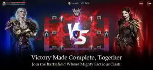 Two armoured champions facing off across a VS screen, captioned victory made complete, together