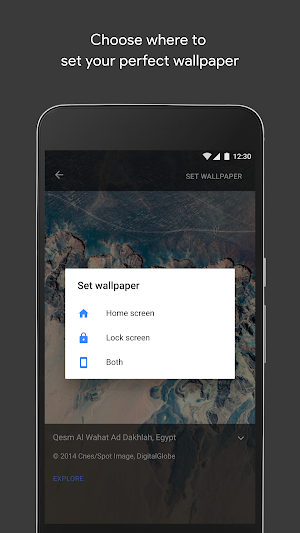 Set wallpaper dialog offering Home screen, Lock screen or Both