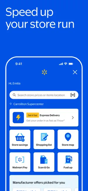 In-store mode with Scan & Go, store map and fuel payment tiles