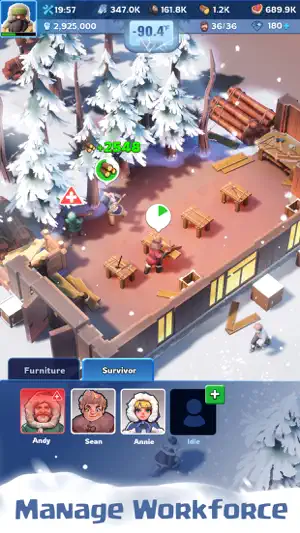 Workforce screen assigning named survivors to stations