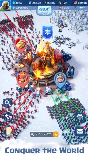 World map with alliance armies marching on an objective