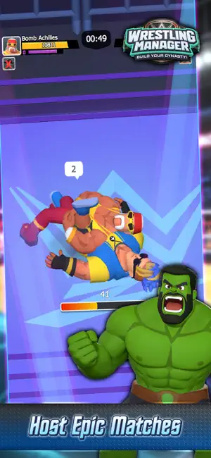 A match in progress with a countdown and health bars, captioned host epic matches